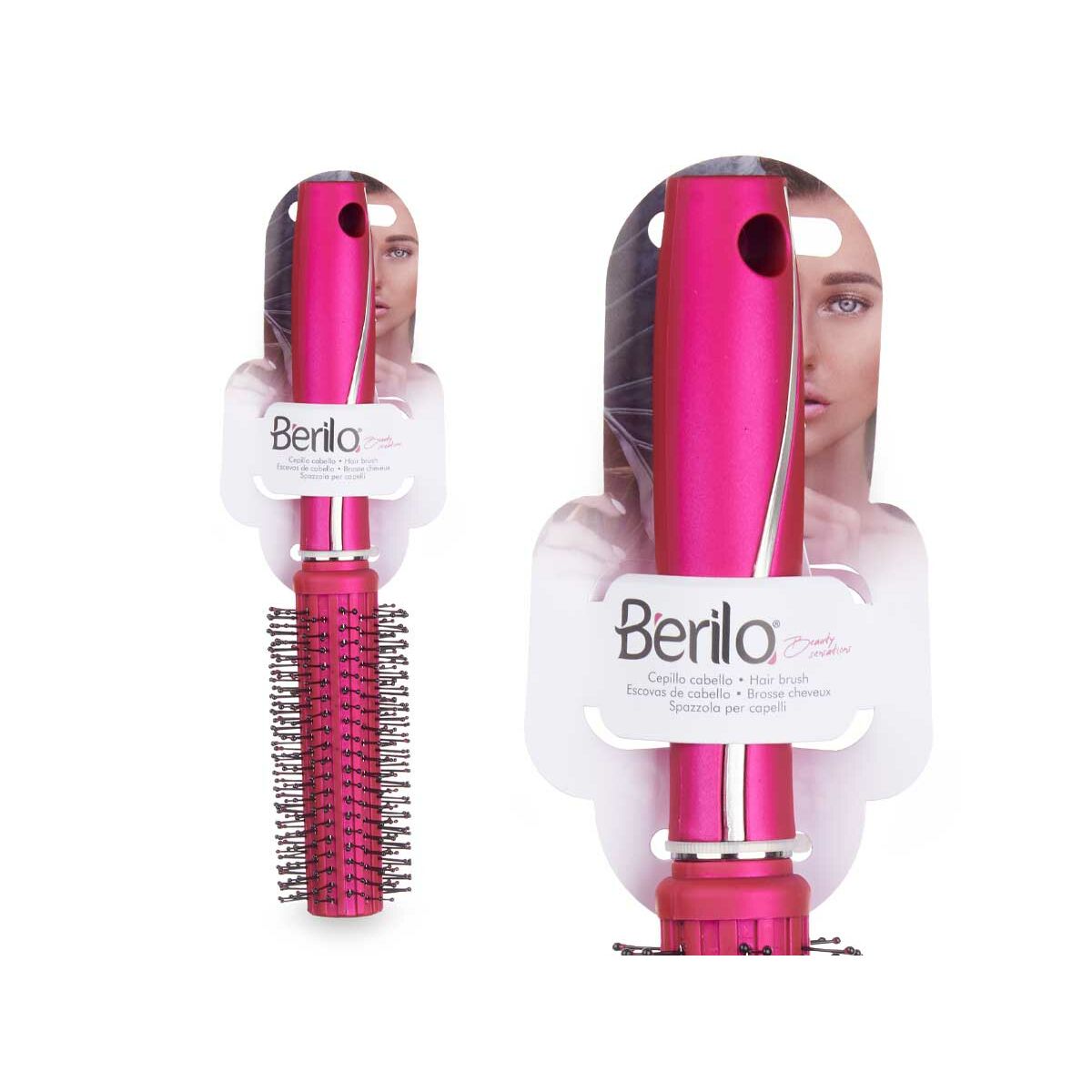 Brosse Ronde Fuchsia Silicone Plastique (12 Unités) 212Barber.com