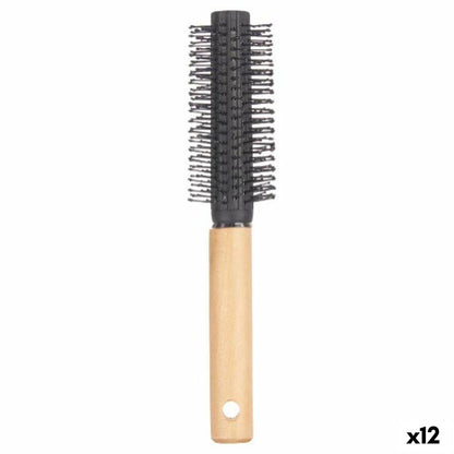 Brosse Ronde Marron Noir Bois Silicone Plastique (12 Unités) 212Barber.com